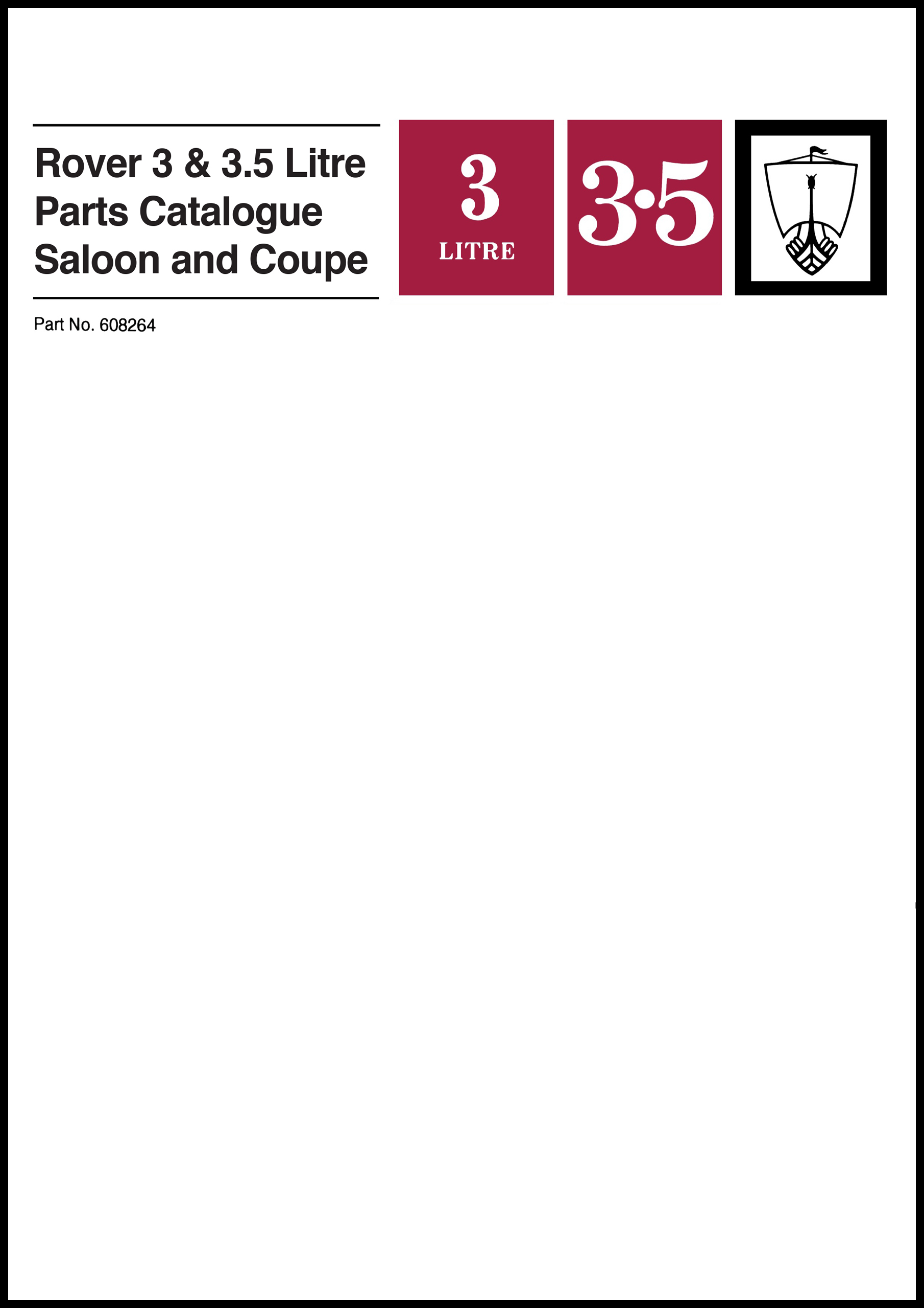 Rover 3 & 3.5 Litre <br>Saloon & Coupe <br>Parts Catalogue (P5)