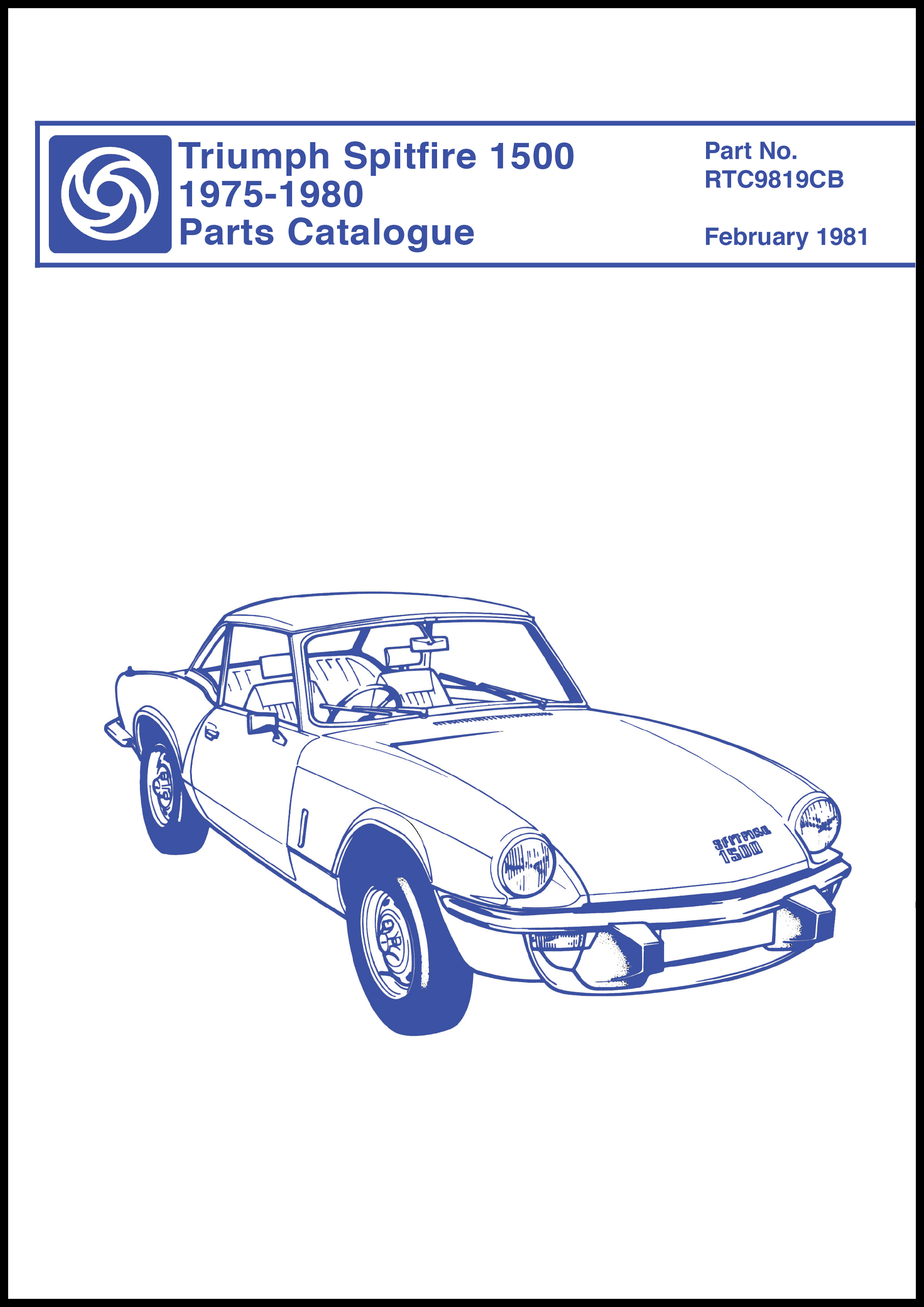 Triumph Spitfire 1500 <br>Parts Catalogue <br>1975-1980