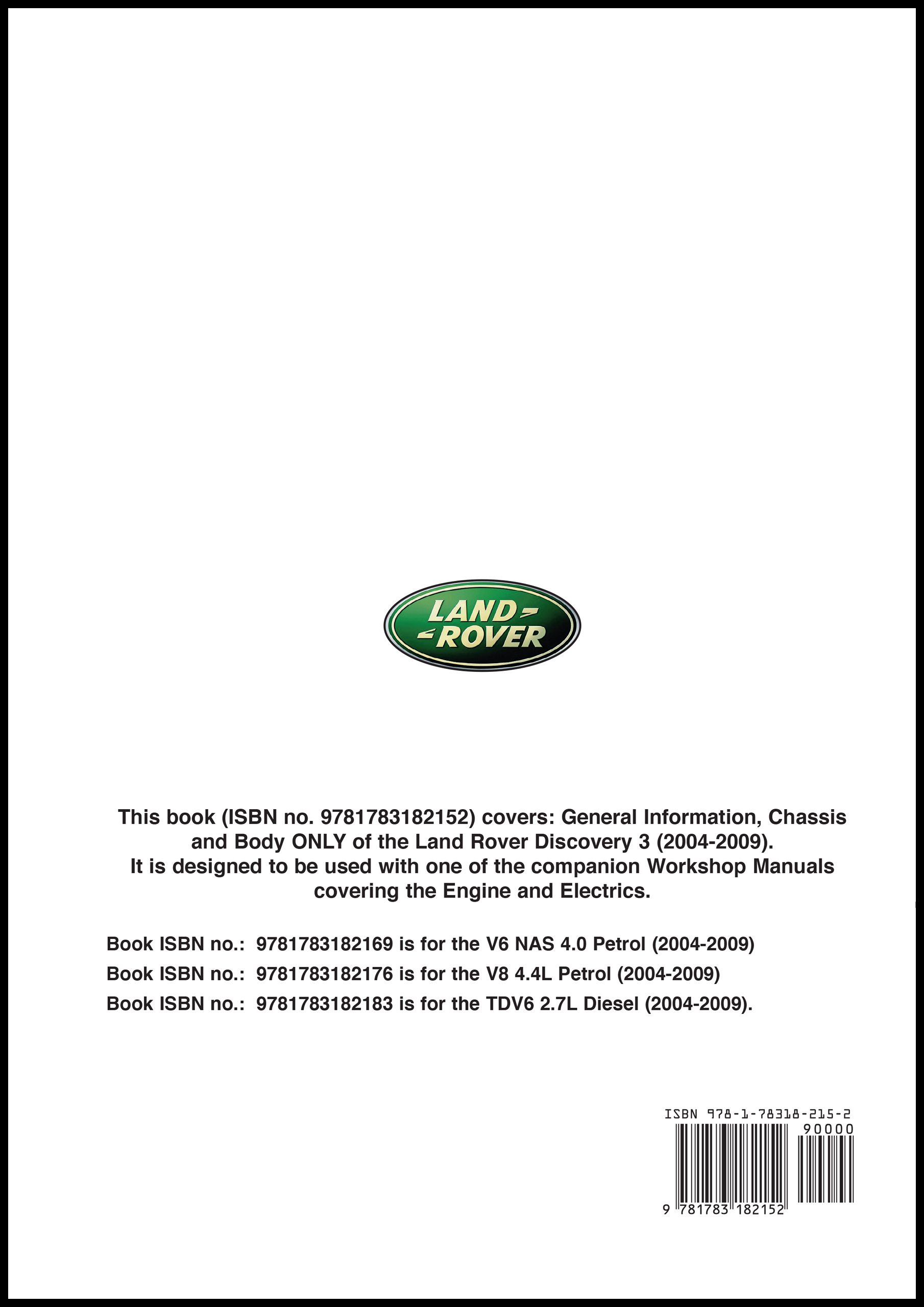 Land Rover Discovery 3 <br>Workshop Manual <br> Chassis & Body <br>2004-2009 MY - Image 2